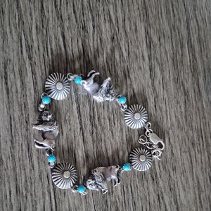 Silver and Turquoise Charm Bracelet